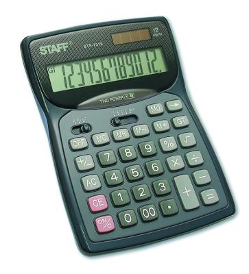 Калькулятор STAFF настольный металлический STF-7312, 12 разрядов, двойное питание, 185х140мм 250190