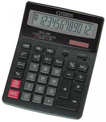 Калькулятор CITIZEN SDC-400 , настольный, 12 разр., двойное питание 250173