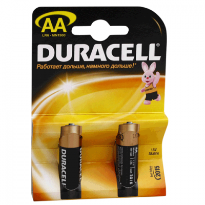 Батарейка DURACELL AA LR6, комплект 2шт., в блистере, 1.5В, (работает до 10 раз дольше) 450424