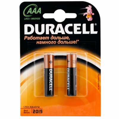 Батарейка DURACELL AAA LR3, комплект 2шт., в блистере, 1.5В, (работает до 10 раз дольше) 450425