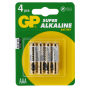 Батарейка GP Alkaline AAA (LR03, 24А), комплект 4шт., в блистере, 1.5В 450436